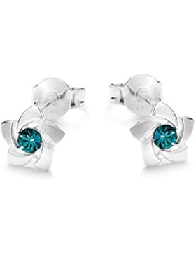 butterfly Mädchen Ohrstecker Sterlingsilber türkis Swarovski Elements original Blume Satin-Beutel, Geburtstag...