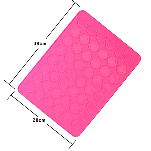 Belmalia Macarons Backmatte aus Silikon für 24 perfekte Makronen 48 Mulden antihaftbeschichtet 38x28cm Pink Rosa - 5