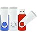 Produktbild USB Stick 16GB, 3 Stück USB-Stick 16GB Speicherstick 2.0 Mini Rotate Metall Pack (Rot Weiß Blau)