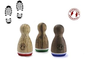 Stemplino® Mini timbri – motivo: stampa scarpa – 12 mm di diametro – Timbro in legno – Timbro gnomo – Accessori con stampa scarpa – Timbro
