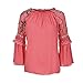 Produktbild Yazidan Oberteile Mode Frau O-Ausschnitt Bluse Blumenstickerei Outfits Spitze Aufflackern-Hülse Dreiviertel-Tunika Regulär Startseite Kleidung Bunt gefärbt Sweatshirt Einfarbig Abschlag(Pink,4XL)