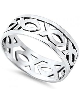 Ring aus Sterlingsilber - christlicher Fisch