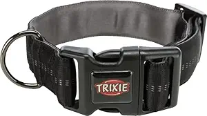 Trixie: - Softline Elegance Collar | Adjustable Nylon Dog Collar with Plastic Buckle for Closure | Durable and Tear Proof, Useful in Basic Training of Your Dog ? (40?55 cm/38 mm M-L), Black/Graphite