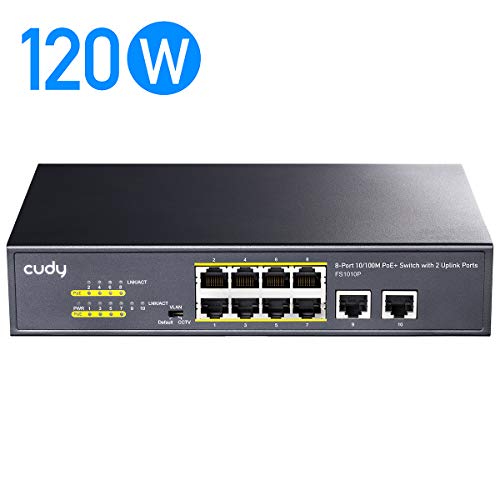 Cudy FS1010P Switch 10/100M PoE+ 10 Ports, 120 W, 8 * 10/100Mbps PoE+ Ports, Mode CCTV/VLAN, 802.3af/ 802.3at