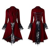 ❤Gothik Jacke Frack Spitze Und SchnüRung Elegant Midi Skate Rock Vintage Korsett Lang Festlich Hochzeit Cocktail Langrock Gotische Kleidung Steampunk Schwalbenschwanz Langen Grabenmantel Frau Lange Mantel, GeschäFt Blazer Jahrgang Schlank Tasten BüRo DraußEn AnzüGe Formal Klassisch Einfachheit Bluse Winter Ol Stil