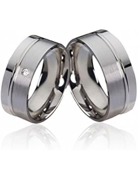 Eheringe Partnerringe Titanringe T082 mit Swarovski-zirkonia Verlobungsringe inkl. Gravur
