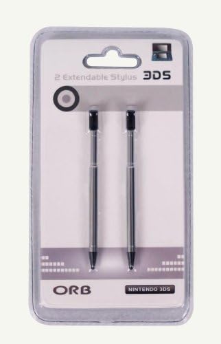 ORB Extendable Stylus Twin Pack - Black (Nintendo 3DS)