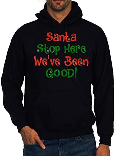 PawShirt Santa Stop Here We've Been Good Men Women Black Hoodie