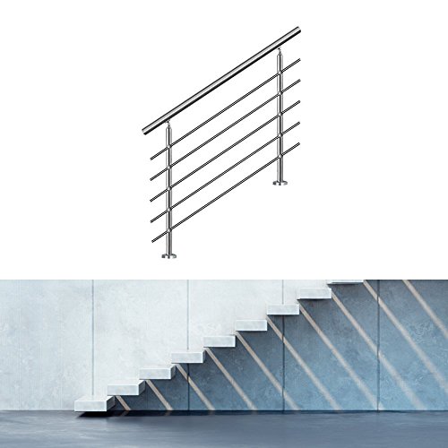 Preisvergleich Produktbild Hengda® Edelstahl Geländer Balkongeländer Wand Geländer Geländerpfosten / für Treppengeländer Boden Außen / Edelstahl Wandhalter (mit 2 Pfosten120CM, 5 Querstreben)