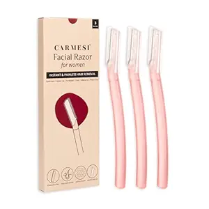 Carmesi Facial Razor for Women - For Instant & Painless Hair Removal (Eyebrows, Upper Lip, Forehead, Peach Fuzz, Chin, Sideburns) - Pack of 3