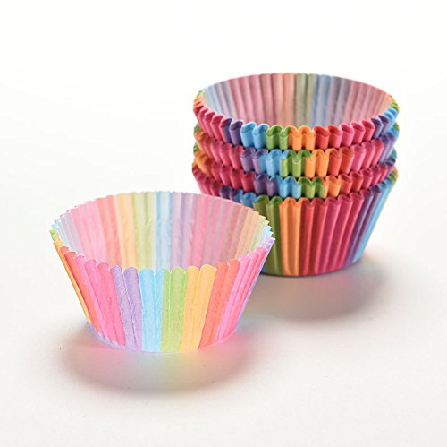fomccu 100 Colorful Rainbow Papier Kuchen Cup Liners Backen Muffin Cup Schutzhülle für Party - 5