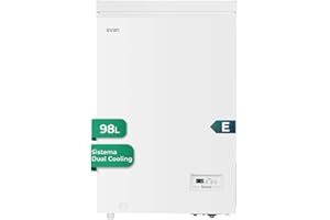 Svan Congelador horizontal Blanco SCH1001EDC. Capacidad 98 Litros, Dual Cooling, 1 Cesta, Bajo nivel Sonoro, Eficiencia Energética Clase E [Clase de eficiencia energética E]