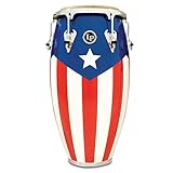 conga y tumbadora es lo mismo Shell: Roble de Siam, Shell de 3 capas con diseño de bandera de puertorriqueña pintado a mano y hardware de cromo
