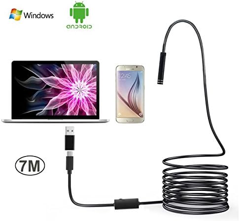 Firstwish Endoscope 2 Megapixel Inspection Camera USB HD Borescope Adjustable Waterproof Snake Camera For Android Smartphone and PC (7M (USB))