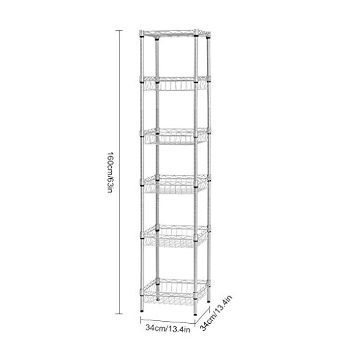 LANGRIA Regal Multifunktions Regal Ecke Regal 6 Ablage Moderne Organisation 198 lbs Kapazität 13,4 „x 13.4 “ x 63 „, Silber - 2