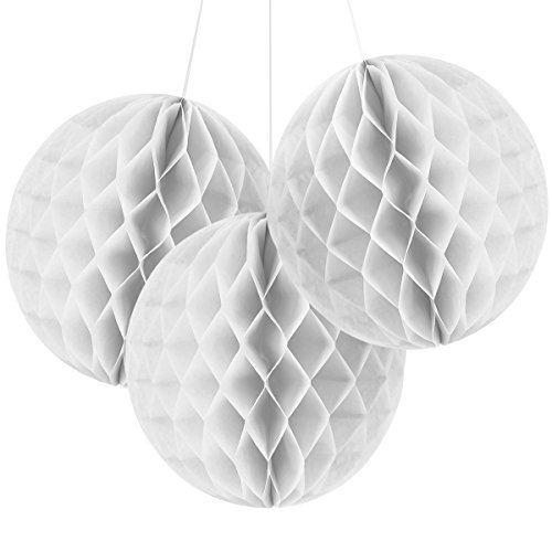 8er Weiss Papier Wabe Wabenball Kugel PomPom 25cm Hochzeit Party Taufe Garten Wohnung Deko - 2