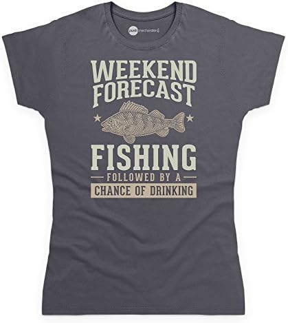 Push Merchandising Weekend Forecast Fishing T Shirt Funny Novelty Gift, Female, Charcoal, S