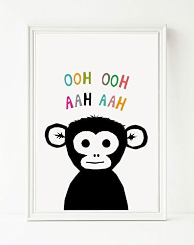 Monkey Print – Nursery Wall Art, Animal Nursery Picture, Ideal Baby Shower Gift or Birthday Gift for a Baby or Toddler