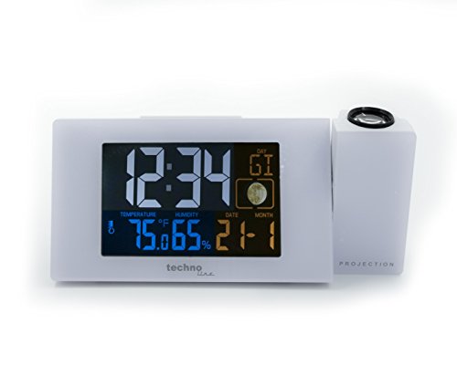 Technoline WT 537 Projektionswecker WT537 Funkwecker mit Projektion, sowie Temperatur – und Luftfeuchteanzeige, weiß, 16.5 x 5.6 x 7.5 cm - 2