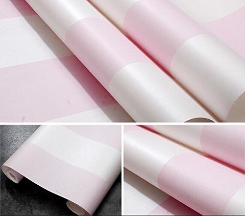 LXPAGTZ Moderne und einfache vertikale Streifen Tapete rosa Prinzessin Zimmer Schlafzimmer Kinderzimmer warme Mädchen lange 9,5m * breite 0,53m Vlies Tapete (5 m ²), hellrosa - 4