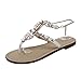 Produktbild VJGOAL Damen Sandalen, Superschön! Valentinstag Geschenke Zum Geburtstag! Damen Sommer Flache glänzende Strass Kette T-Riemen Bequeme Schuhe (36 EU, Weiß)