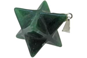 VIVES CORTADA Colgante Merkaba en Cuarzo Verde Minerales y Cristales para Curación, Belleza Energética, Meditacion, Medicina Alternativa, Amuletos Espirituales