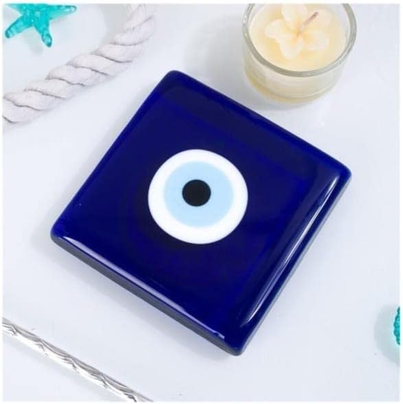Nazar Boncuğu Lüks Kalın Cam 10x10cm Kalınlık=2cm Gider Kapağı Kolu Önleyici Kapak