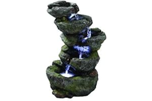 UK WATER FEATURES Carolina Rock Falls Lit Water Feature Complete Kit Ideal for Patios
