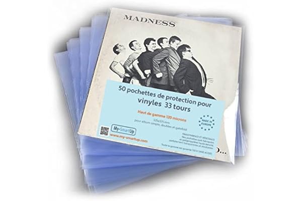 POCHETTES pour vinyles en polypropylene, HAUT DE GAMME 120 microns, 50 unités (33 tours, 12") POUR ALBUM SIMPLE DOUBLE ET GATEFOLD