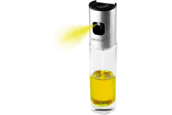 Cecotec Pulvérisateur d'Huile Polka OilSpray 1000 Cecofry. Corps en Verre Résistant et Transparent et Acier Inoxydable 304, Capacité 100 ml, Dose d'Huile Juste, Utilisation Confortable