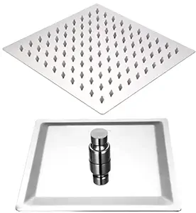 Liznoriz Ultra Slim Acrylic Brushed Square High Grade Stainless Steel Over Head Showers Without Arm (4x4 inch)