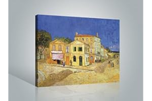 1art1 Vincent Van Gogh Poster Stampa Artistica su Tela La Casa Gialla, 1888 Quadro da Parete sulla Barella | Murale XXL | Immagine 80x60 cm