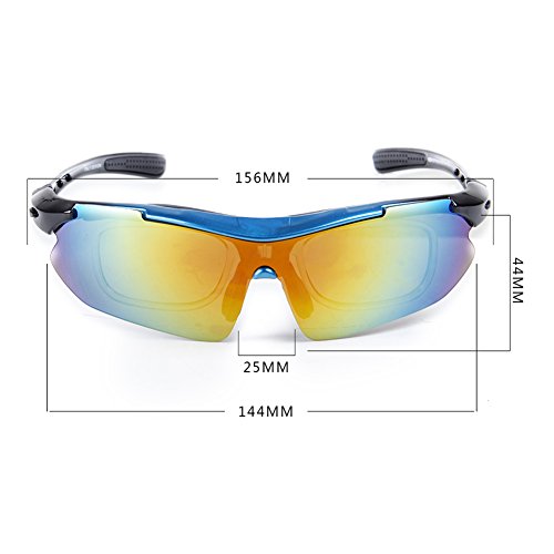 Radbrille Polarisiert Sportbrille QHUI UV400 Outdoor Biegbaren Nasenbügel mit 5 Wechselbare Linsen für Skilaufen Golf Radfahren Laufen Angeln Baseball - 4
