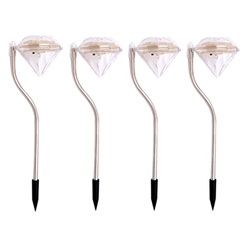 NordSd Solarlampe mit 4er-Set , Farbwechsel Edelstahl Diamant LED Solarleuchten Garten stecker Laternen - 2