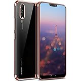Conie Rückschale Hülle Huawei P20 Pro - Bumper Ultra Dünn Slimcover Im Transparent Chrome Design, Silikon Rückschale, Case P20 Pro Transparent - Rosegold