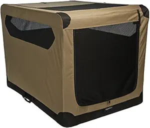 AmazonBasics Portable Folding Soft Dog Travel Crate Kennel - 31 x 31 x 42 Inches, Tan