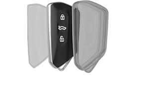 BATHEIDON Etui na kluczyki samochodowe kompatybilne z VW Golf 8 z 3 przyciskami, do Skoda Octavia, do Seat Leon, miękkie etui ochronne z TPU odporne na zarysowania i wstrząsy (czarny przezroczysty)