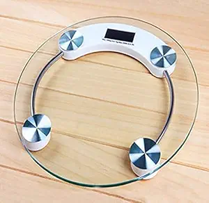 JKR Enterprise Electronic Thick Tempered Glass and LCD Display Digital Personal Bathroom Health Body Weighing Scales for Human Body (Round-Shape)