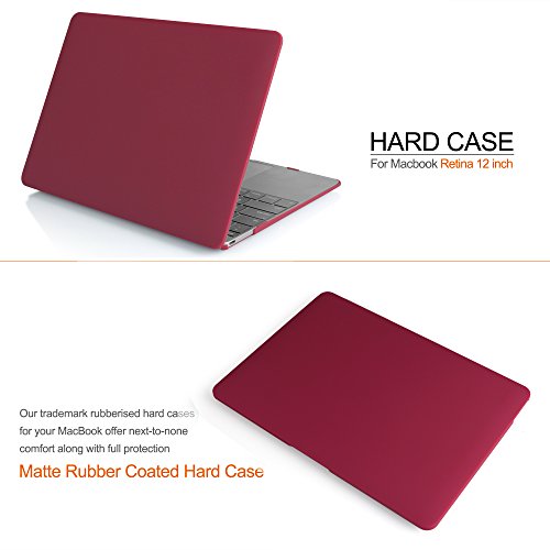 iDOO MacBook Schutzh  lle   Hard Case Cover Laptop H  lle  F  r MacBook 12 Zoll Retina  A1534  - matt  Weinrot