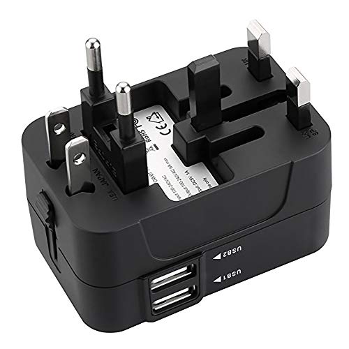 Preisvergleich Produktbild Universal Reiseadapter,WWSUNNY USB-Anschlüsse 10A Hochgeschwindigkeits-Ladegerät Weltweit einsetzbar als Adapter für das Internationale Ladegerät Smart Power Tablet Laptop-Schwarz