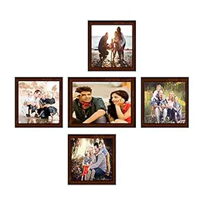 Moms Creations Set of 5 Wall Hanging Collage Photo Frames Brown, (4 Units 5x5, 1 Unit 5x7)