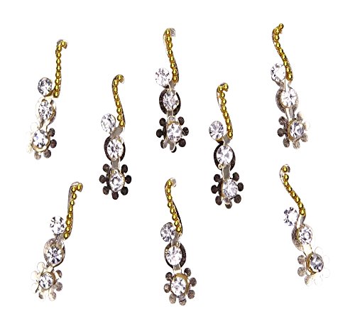 8 X GOLD BINDI GLITTER CRYSTAL SELF ADHESIVE DIAMANTE GEM BRIDAL TIKKA DOT BOLLYWOOD FESTIVAL (D7)