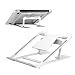 Produktbild HOBFU Sechs Abschnitte Einstellbarer Notebookständer, Tragbarer belüfteter Notebook-Halter aus Aluminium mit Anti-Rutsch-Silikonkissen für 7-15 Zoll MacBook Air Pro/Notebook/Tablet/iPad (Silber)