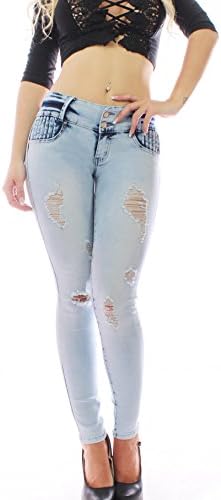 FARINA 1665 Womens Ladies Skinny High Waisted, Push Up/Butt Lift Women pants, Slim Fit Comfy, Broken hole Denim Jeans Trousers (XXXL)