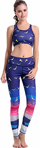 YGXL Sportswear 2 Pieces/Set Ladies Tracksuit High Elasticity Sports Clothing Halter Top + Leggings Fitness Suits for Yoga, Running and Other Activities