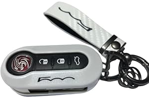 GENERIC Nordecco Glossy Key Fob Case Compatible with Fiat 500C 500-500L Abarth Grande Punto Brava Panda Stilo Linea (White Key Ring, Glitter Pearl White Case)