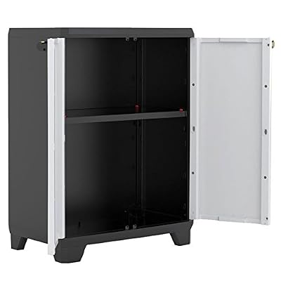 Kis 9725000 0616 02 Armoire Basse Linear Gris Clair-Noir Plastique, 68 x 39 x 90 cm