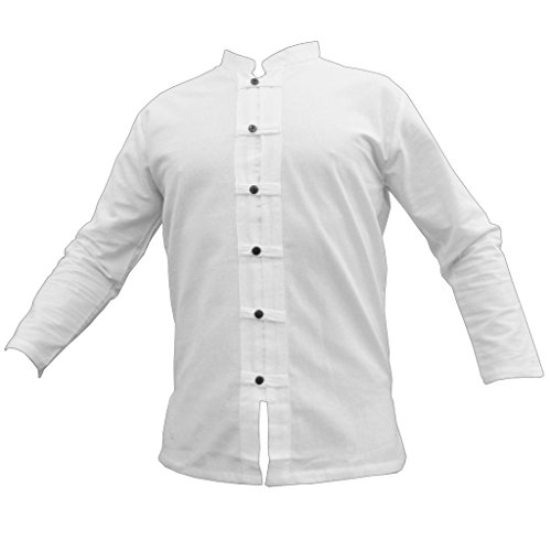 Camisa de la marca Panasiam, modelo Fisherman. 3 colores, 4 tallas: M, L, XL, XXL y XXXL. 100 % algodón natural. Fina, con botones de madera, buena calidad langarm in weiss XXXL
