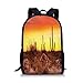 Produktbild School Bags Saguaro Cactus Decor,Eve Sky in Barren Land with Cactus and Odd Weeds All Around The Dry Earth Photo,Red Yellow for Boys&Girls Mens Sport Daypack