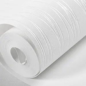 Wolpin Wall Stickers Wallpaper (60 x 300 cm), Home Renovation Stripe Living Room, Hall, Office Bedroom Embossed Decal, White